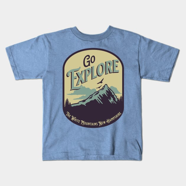 Explore White Mountains New Hampshire Kids T-Shirt by Polynesian Vibes